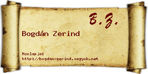 Bogdán Zerind névjegykártya